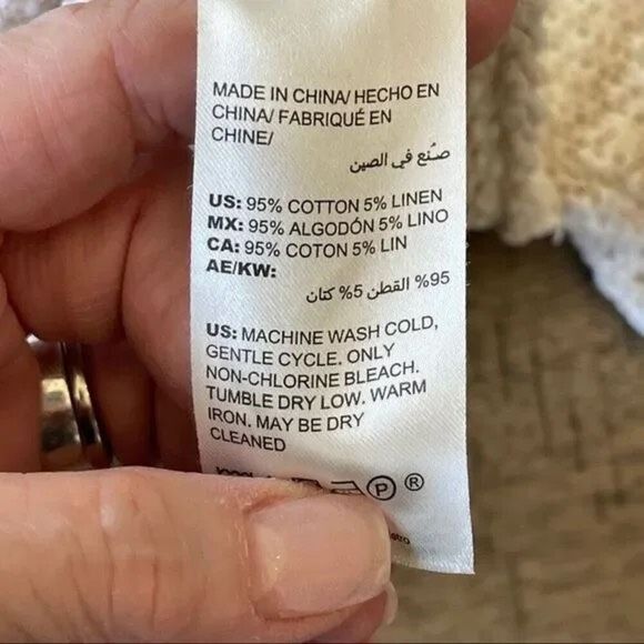 Chico's Cream and Tan Boatneck Cotton Blend Sweater - Picture 5 of 9